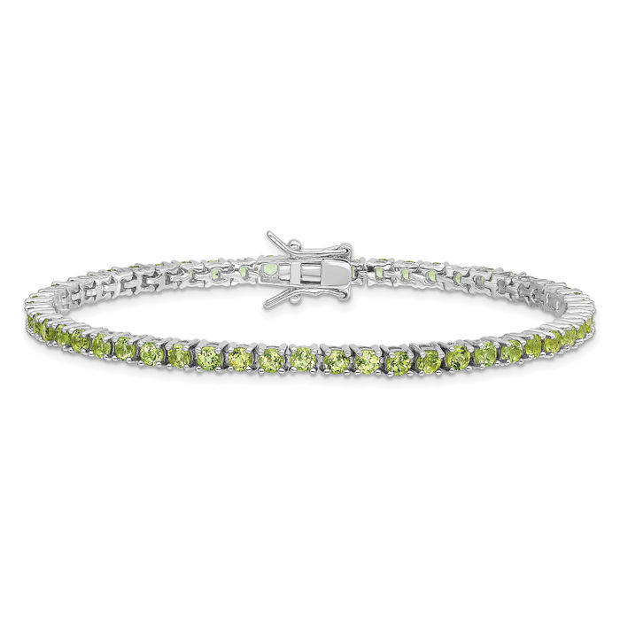 925 Sterling Silver Peridot Tennis Bracelet - Picture 11 of 12