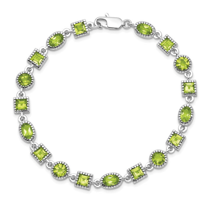 925 Sterling Silver Peridot Tennis Bracelet - Picture 9 of 12
