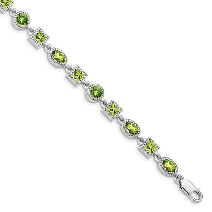 925 Sterling Silver Peridot Tennis Bracelet - Picture 10 of 12