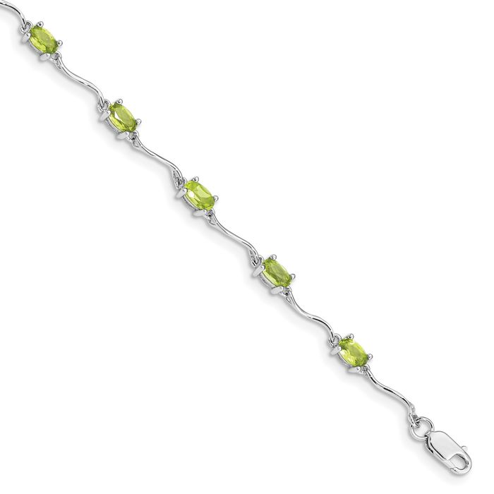925 Sterling Silver Peridot Tennis Bracelet - Picture 11 of 12