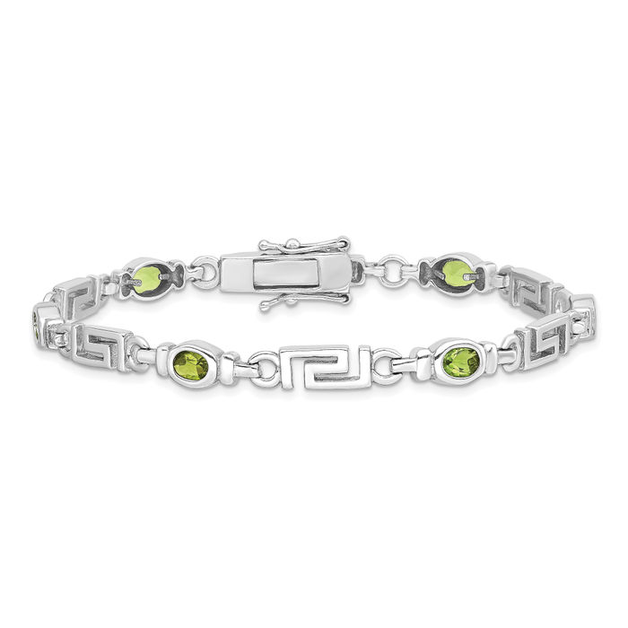 925 Sterling Silver Peridot Tennis Bracelet - Picture 11 of 12