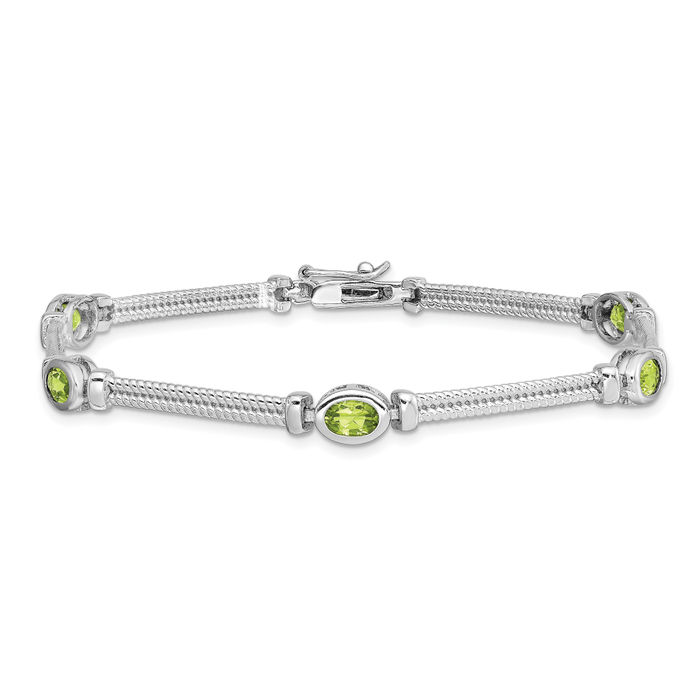 925 Sterling Silver Peridot Tennis Bracelet - Picture 10 of 12