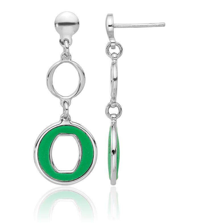 925 Sterling Silver Green Circle Round Post Drop Dangle Earrings