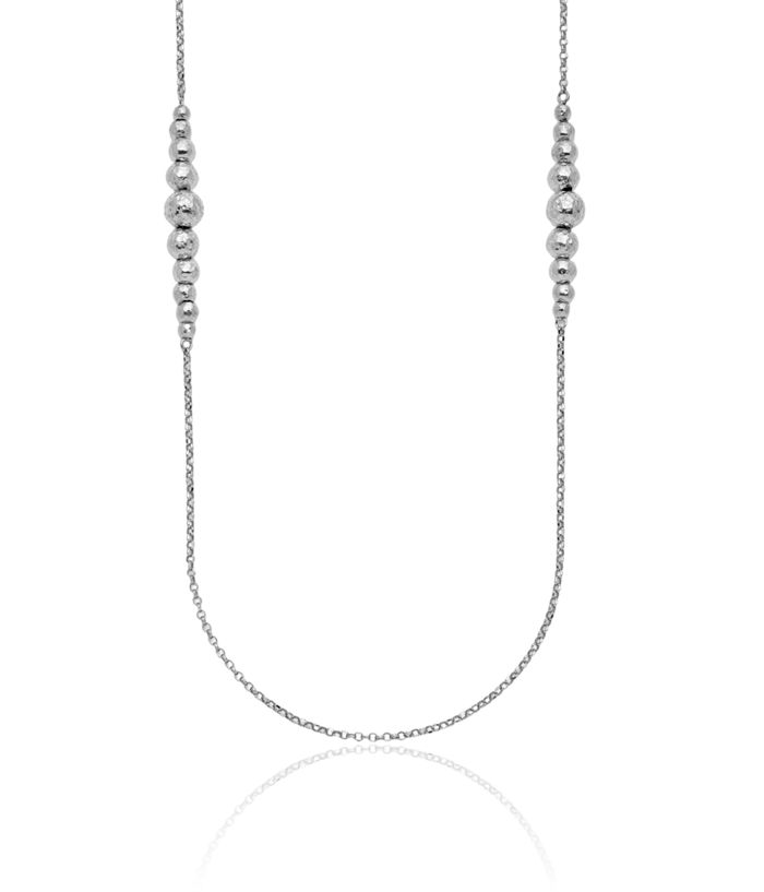 925 Sterling Silver Hammered Bead Chain Necklace