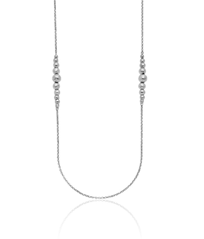 925 Sterling Silver Hammered Bead Chain Necklace