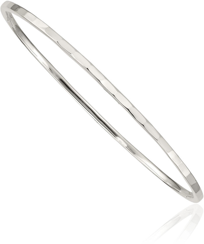 925 Sterling Silver Hammered Slip On Bangle Bracelet