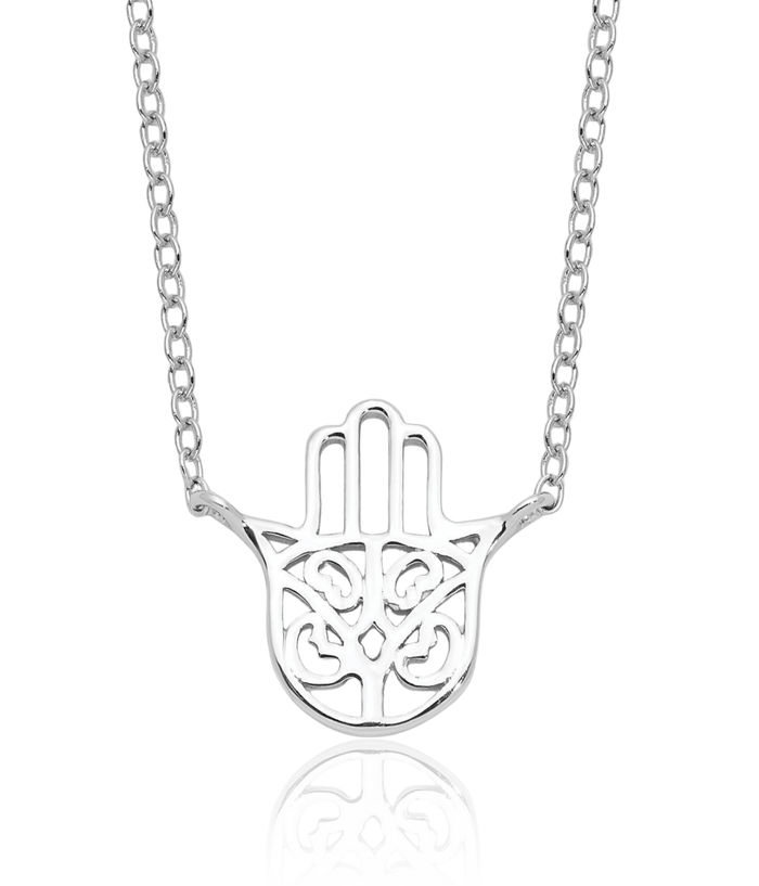 925 Sterling Silver Hamsa Hand of Fatima Evil Eye Protection Necklace Chain