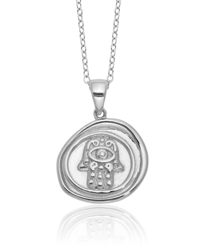 925 Sterling Silver Hamsa Hand of Fatima Evil Eye Protection Necklace Chain