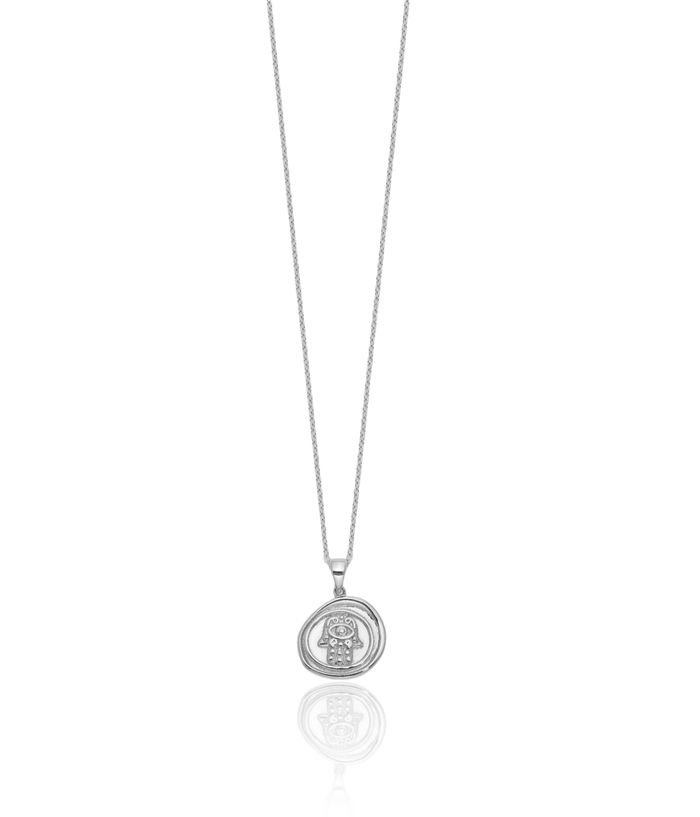 925 Sterling Silver Hamsa Hand of Fatima Evil Eye Protection Necklace Chain
