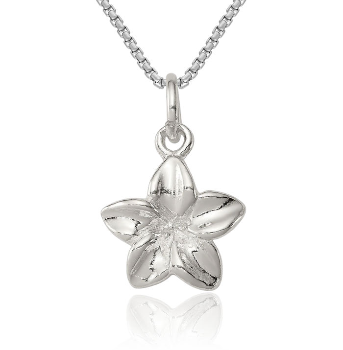 925 Sterling Silver Hawaiian Plumeria Flower Necklace Chain Pendant Charm