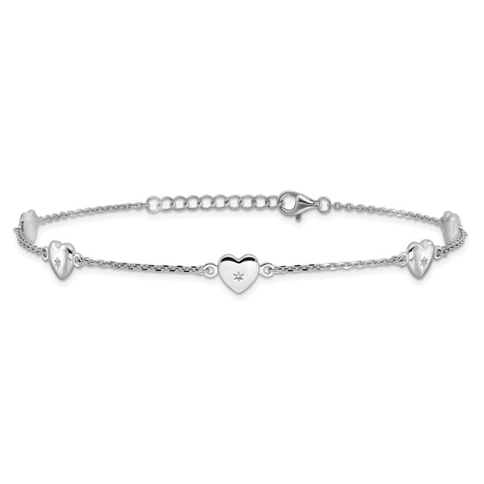 925 Sterling Silver Heart Anklet Summer Beach Foot Ankle Bracelet