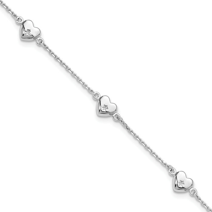 925 Sterling Silver Heart Anklet Summer Beach Foot Ankle Bracelet