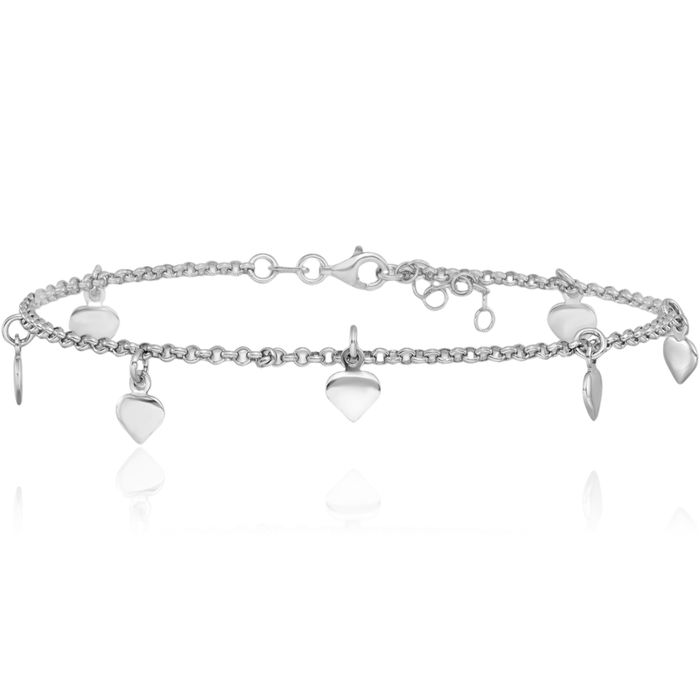 925 Sterling Silver Heart Anklet Summer Beach Foot Ankle Bracelet