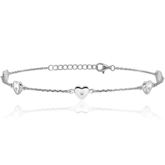 925 Sterling Silver Heart Anklet Summer Beach Foot Ankle Bracelet