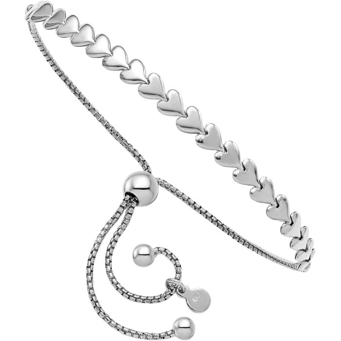 925 Sterling Silver Heart Bolo Wrap Bracelet