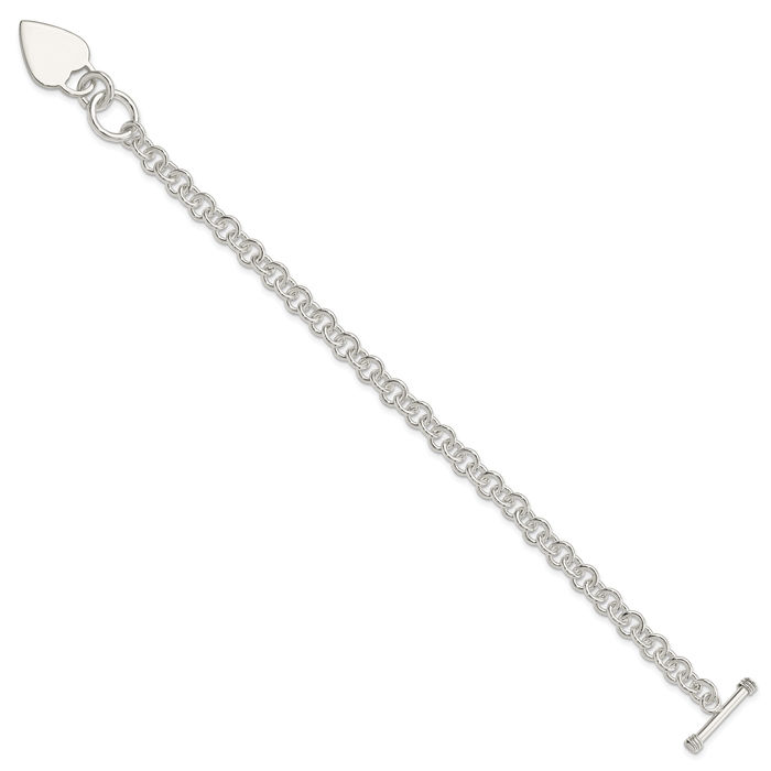 925 Sterling Silver Heart Chain Charm Bracelet