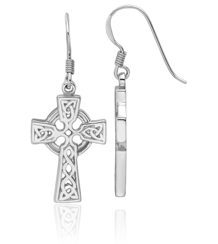 925 Sterling Silver Heart Irish Claddagh Celtic Holy Cross Christian Religious Drop Dangle Earrings Jewelry