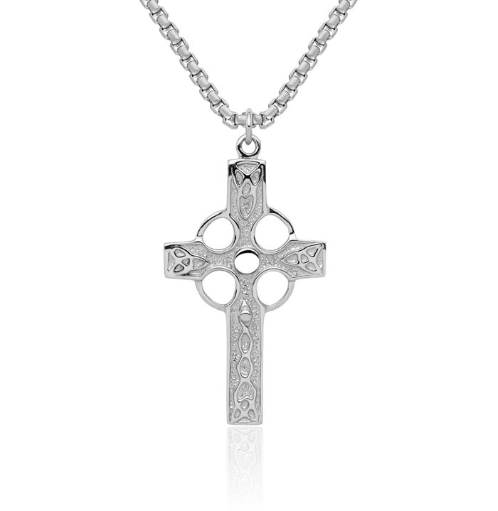 925 Sterling Silver Heart Irish Claddagh Celtic Iona Holy Cross Necklace Religious Chain Pendant Jesus Christ Charm Jewelry