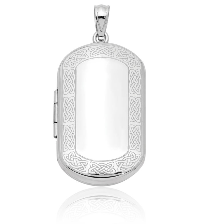 925 Sterling Silver Heart Irish Claddagh Celtic Rectangular Personalized Photo Locket Necklace Picture Pendant Charm Jewelry