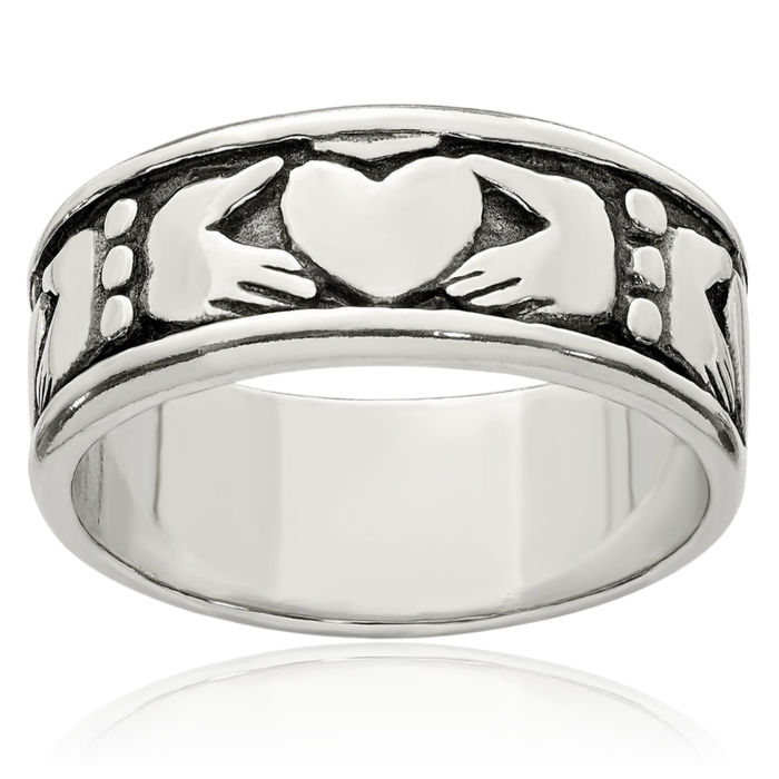 925 Sterling Silver Heart Irish Claddagh Celtic Ring Jewelry Viking