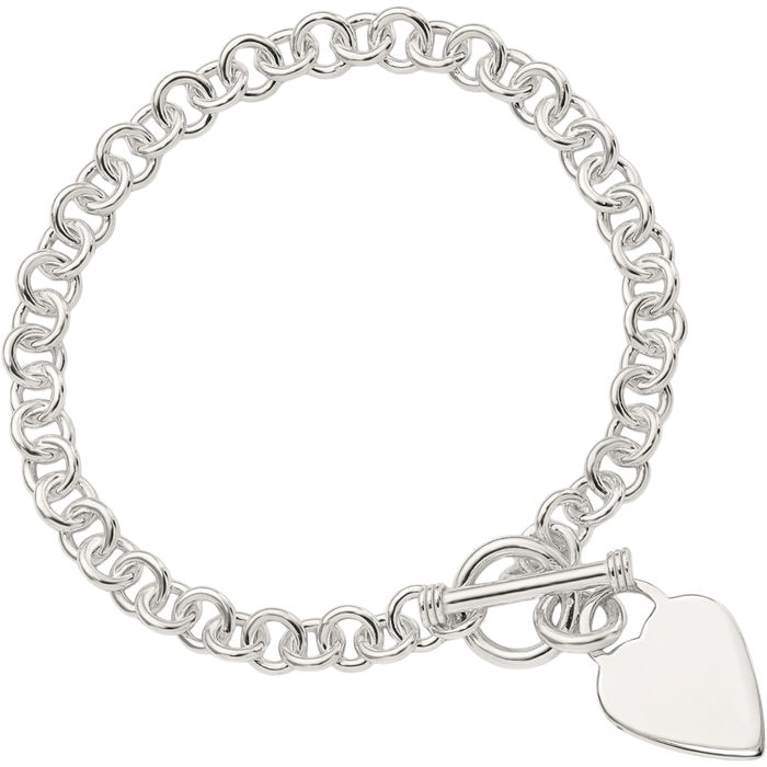 925 Sterling Silver Heart Chain Charm Bracelet