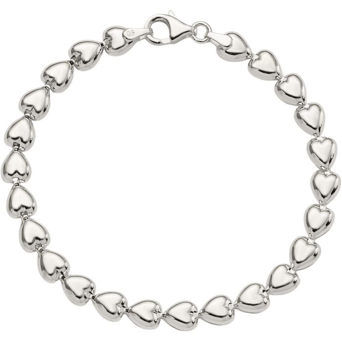 925 Sterling Silver Heart Chain Charm Bracelet