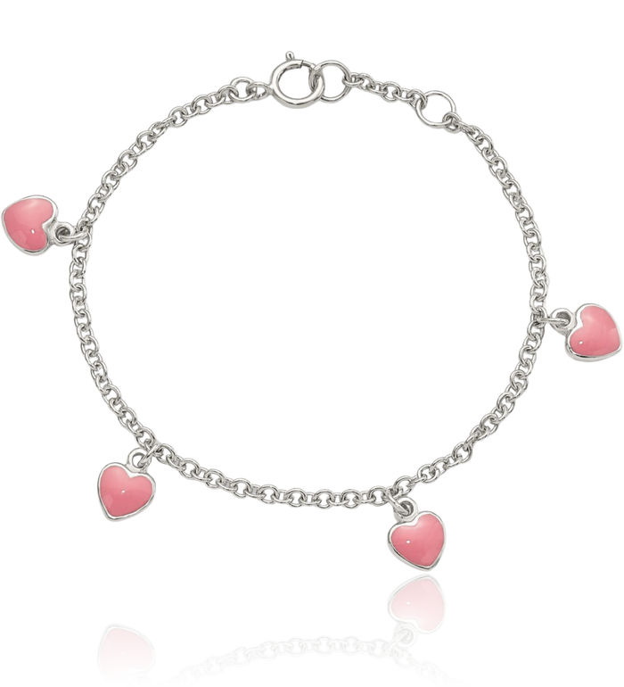 925 Sterling Silver Heart Chain Charm Bracelet