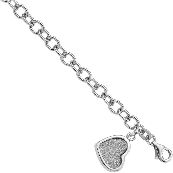 925 Sterling Silver Heart Chain Charm Bracelet