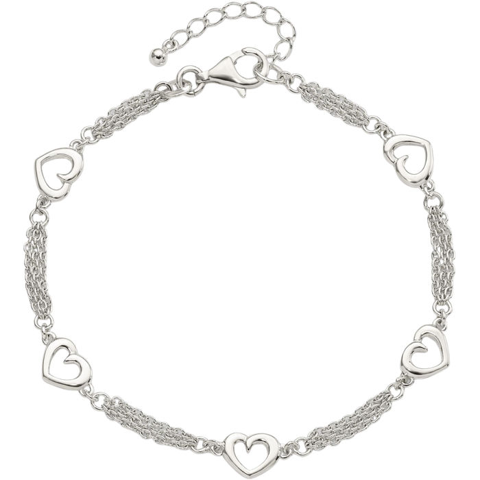 925 Sterling Silver Heart Chain Charm Bracelet