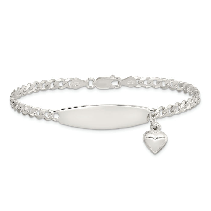 925 Sterling Silver Heart Charm ID Bracelet - Picture 9 of 16