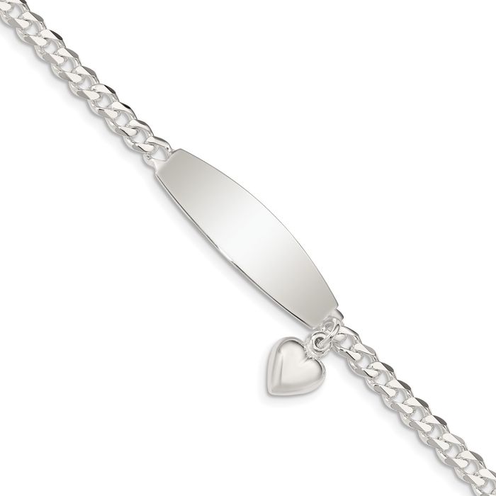 925 Sterling Silver Heart Charm ID Bracelet - Picture 11 of 16