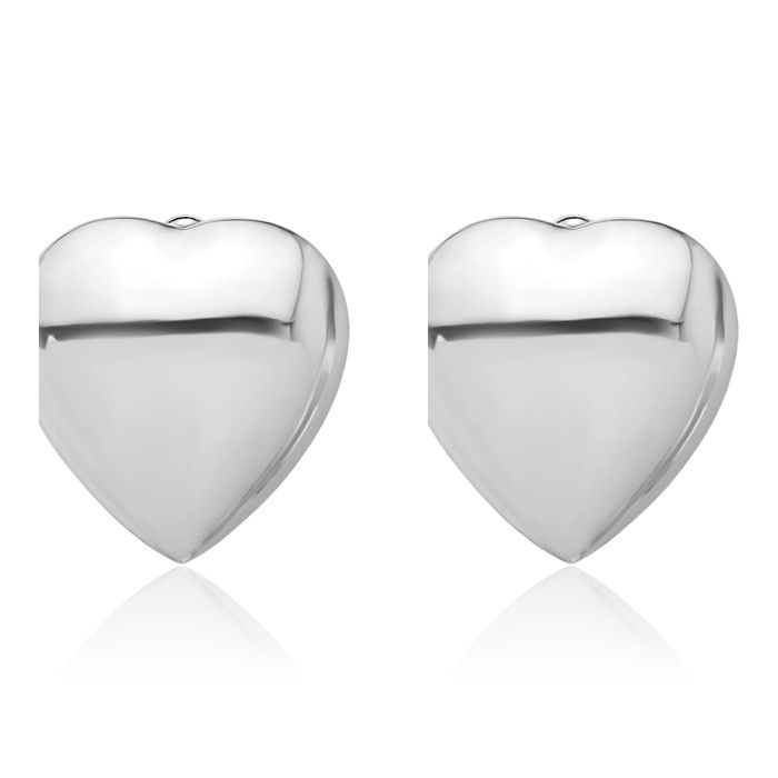 925 Sterling Silver Heart Clip Non Pierced On Stud Earrings