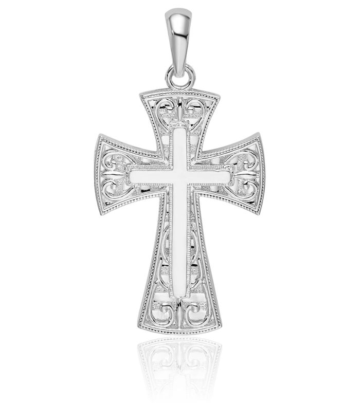 925 Sterling Silver Heart Holy Cross Necklace Religious Chain Pendant Jesus Christ Charm
