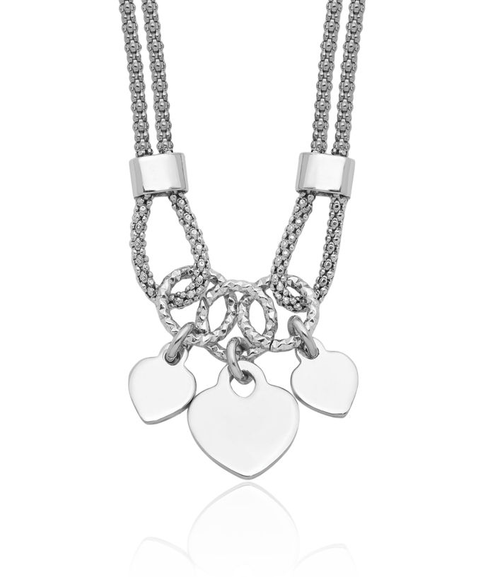925 Sterling Silver Heart Dangling Neck Collar Neckwire