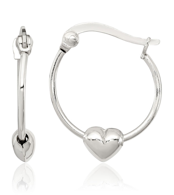 925 Sterling Silver Heart Friendship Medium Hoop Earrings