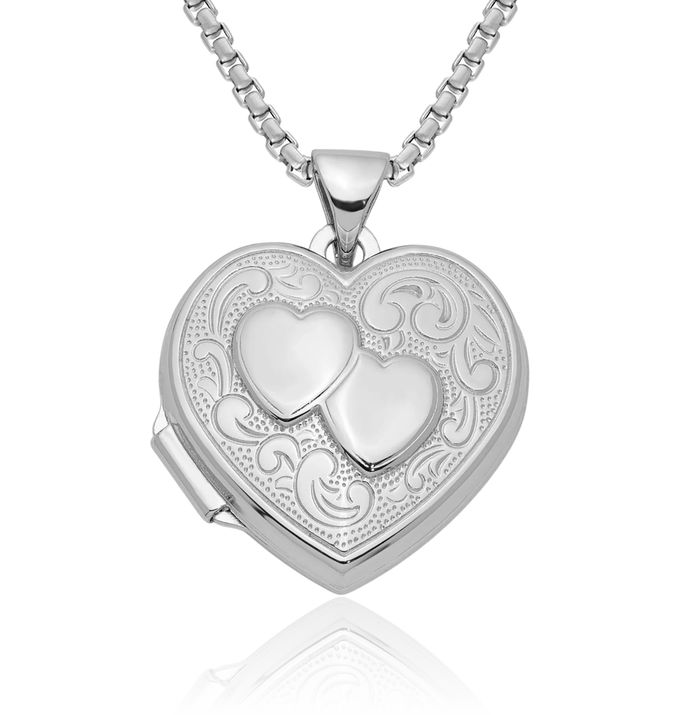 925 Sterling Silver Heart Locket Necklace Chain Pendant Charm