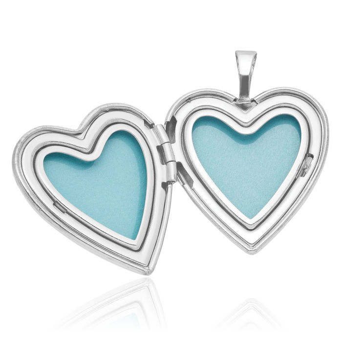 925 Sterling Silver Heart Locket Necklace Chain Pendant Charm Set