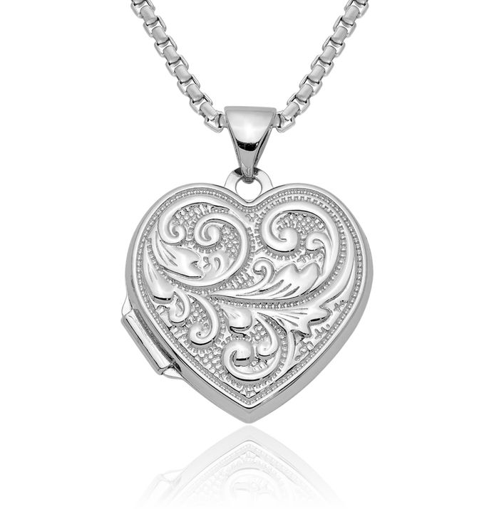 925 Sterling Silver Heart Personalized Photo Locket Necklace Picture Pendant Charm