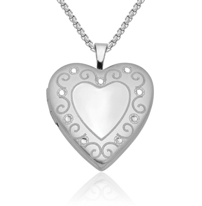 925 Sterling Silver Heart Personalized Photo Locket Necklace Picture Pendant Charm