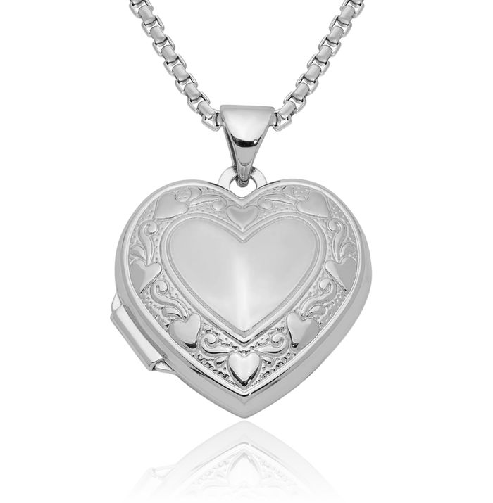 925 Sterling Silver Heart Personalized Photo Locket Necklace Picture Pendant Charm