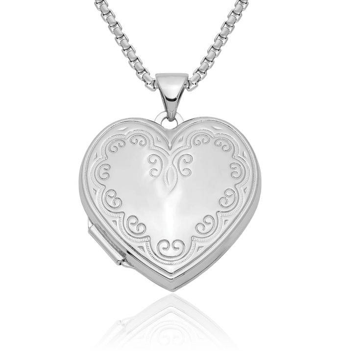 925 Sterling Silver Heart Personalized Photo Locket Necklace Picture Pendant Charm