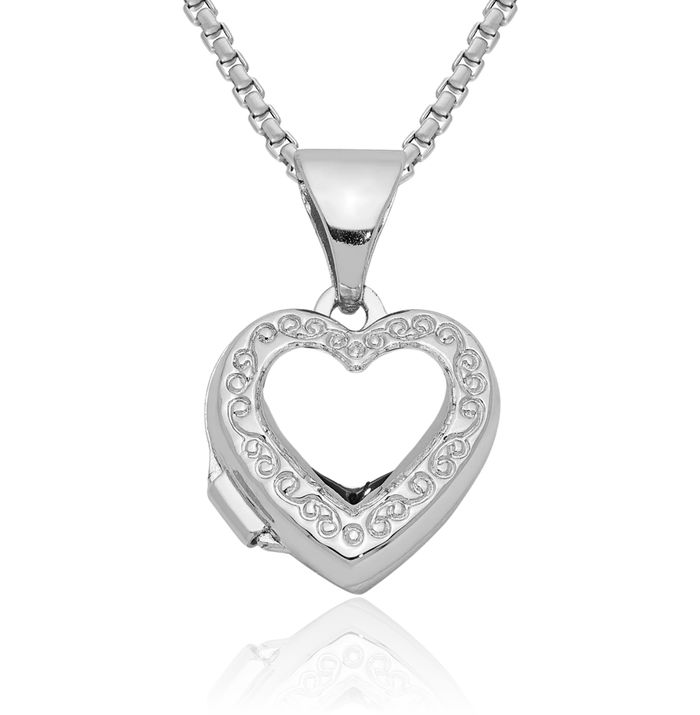 925 Sterling Silver Heart Personalized Photo Locket Necklace Picture Pendant Charm