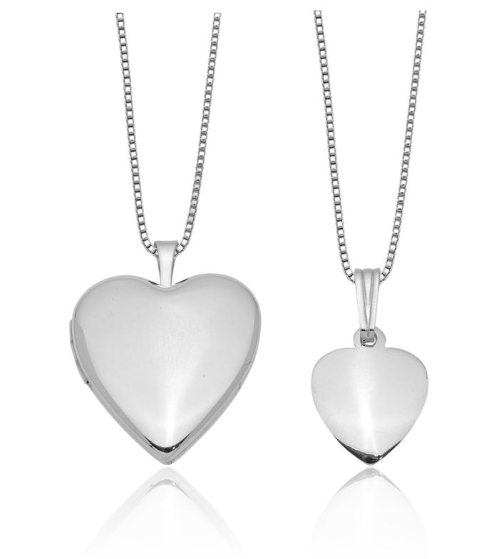 925 Sterling Silver Heart Personalized Photo Locket Necklace Picture Pendant Charm Set