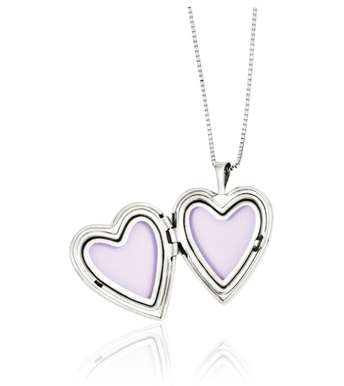 925 Sterling Silver Heart Personalized Photo Locket Necklace Picture Pendant Charm Set