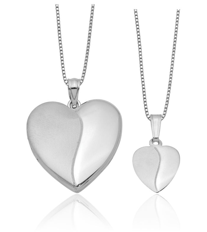 925 Sterling Silver Heart Personalized Photo Locket Pendant Necklace Picture Charm Set