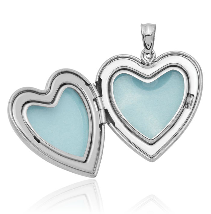 925 Sterling Silver Heart Personalized Photo Locket Pendant Necklace Picture Charm Set