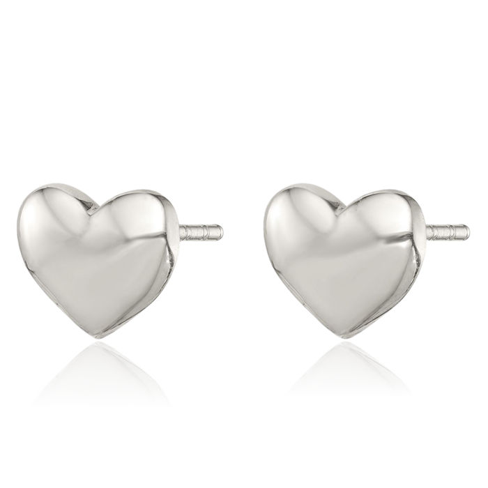 925 Sterling Silver Heart Stud Earrings