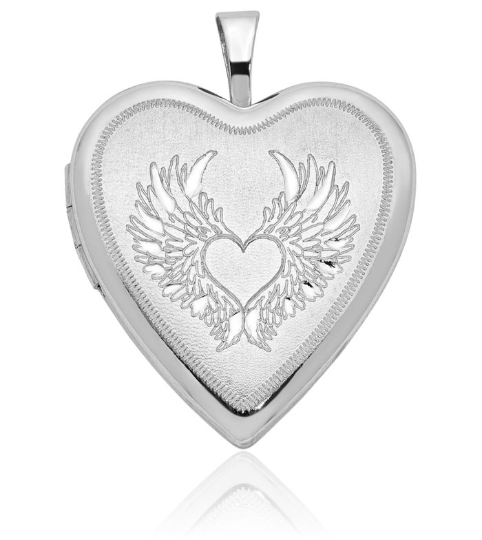 925 Sterling Silver Heart Wings Personalized Photo Locket Necklace Picture Pendant Charm