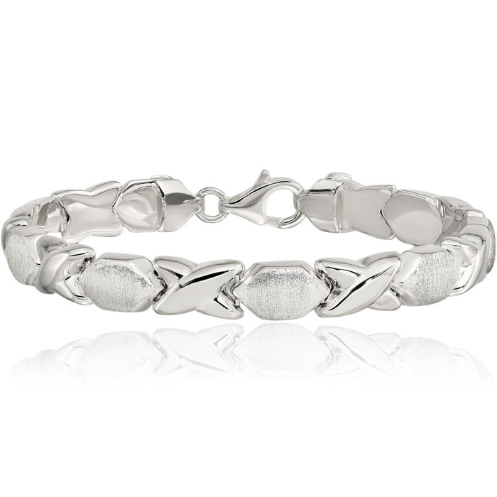 925 Sterling Silver Hearts Kisses Hugs Chain Bracelet