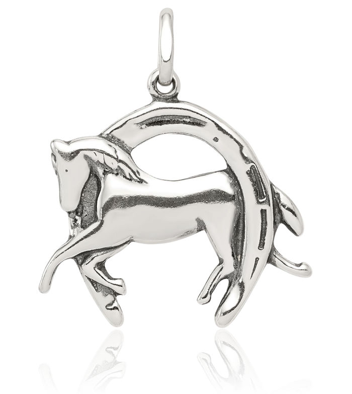 925 Sterling Silver Vintage Horse Head Lucky Horseshoe Necklace Animal Lover Pendant Equestrian Charm